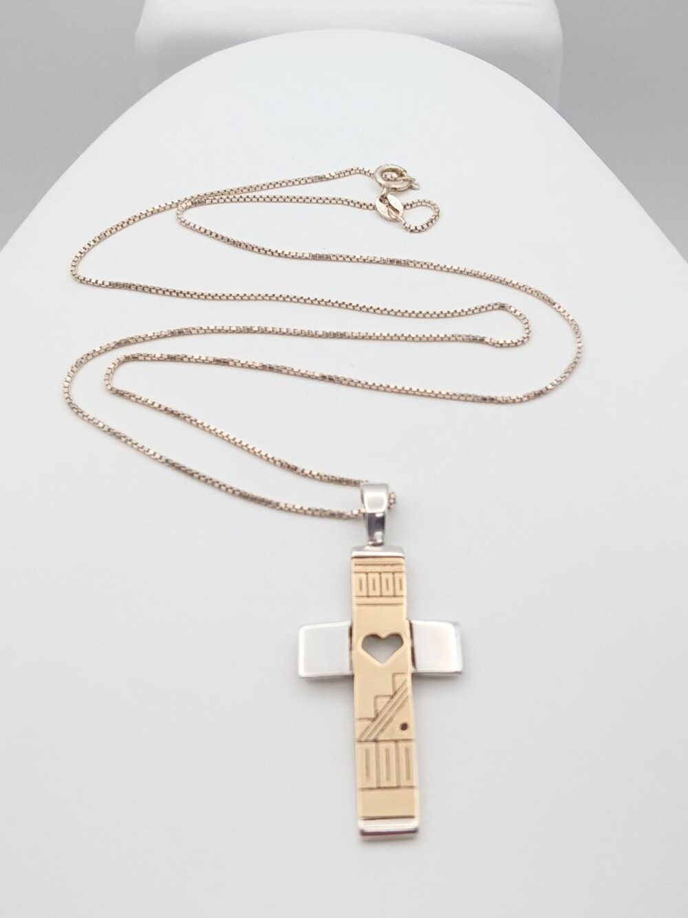 Roderick Tenorio Carolyn Pollack 925 Sterling Silver 14K Gold Cross Necklace